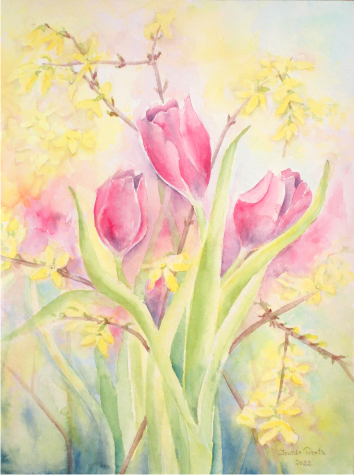 Tulpen mit Ostergruß